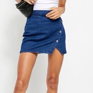 Free People- We‎ The Free Blue Wrap Mini Skirt Casual Sz 12